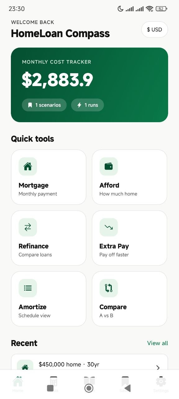 HomeLoan Compass dashboard screenshot
